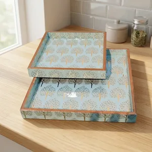 Bandeja de madera hecha a mano con estampado, bandeja de servir premium con hermoso diseño impreso para la cocina, comedor y mesa de café. ¡Oferta de hoy! - Product Image 6