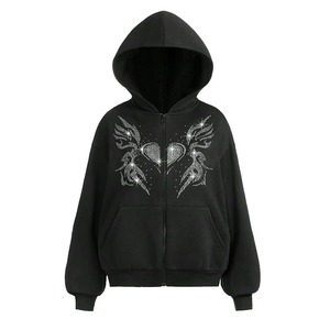 Sweat-shirt à capuche noir avec strass – Pull en cristal pour femmes, hommes, unisexe, style streetwear tendance et scintillant - Product Image 1