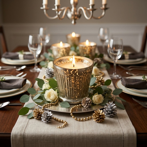 Portavelas de Cristal Plateado de Lujo para Velas de Té |   Acabado Mercury en Relieve, Tamaño Personalizado |   Elegantes Conjuntos de Decoración para el Hogar para Bodas y Fiestas - Product Image 4