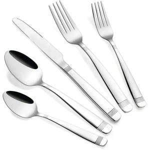 Juego de cubiertos metálicos de lujo con tenedor, cuchara y cuchillo para hotel, restaurante, hogar, mesa de comedor, elegante juego de cubiertos. - Product Image 5