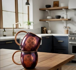 Patina Finish Copper Modern Luxury <b>Large</b> Capacity Drinking <b>Mug</b> with Handle Barware Art Empire Exports Washable - Product Image 2