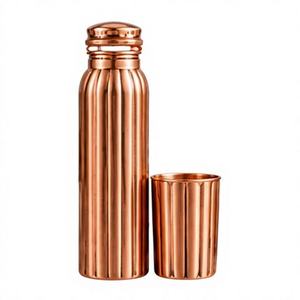 Juego de Botellas de Agua Modernas de Cobre con Tapa con Patrón Turquesa, Doble Pared Aislada, Ecológicas, para Oficina y Hogar, Personalizables - Product Image 2