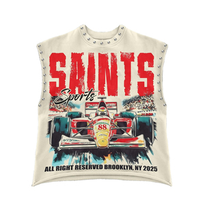 เสื้อยืดสตรีทแวร์พรีเมียมแบบไม่มีแขน ผ้าคอตตอนหนา 100% พิมพ์ลายกราฟิก ตกแต่งด้วยหมุด  ทรงโอเวอร์ไซส์ รับผลิตแบบ OEM จำนวนมาก - Product Image 2