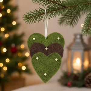 Handmade Felt Heart Christmas Hanging Ornament - Product Image 1