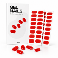 Faux ongles en gel rouge coréen, sans cruauté, qualité salon, courts, à presser
