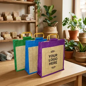 Indian Manufactured <b>Large</b> Jute Shopping Tote Bag with Reinforced Handles for Everyday Shopping Available for Sale - Product Image 1