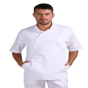 Uniformes médicos tejidos de Enfermería de manga corta con cuello en V personalizados Unisex para dentistas médicos y entornos hospitalarios - Product Image 1