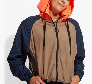 Chaqueta cortavientos personalizada para exteriores para mujer, Chaqueta corta con Cremallera de nailon ligera de Color de retazos, Sudadera con capucha transpirable para mujer - Product Image 5