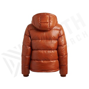 Hooded Quilted Waterproof <b>Bubble</b> Jacket Black Full Sleeve Winter Windproof Cotton Shell Knitted Fabric Polyester Filling Stand - Product Image 2