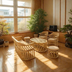 Ensemble de canapés en bois imperméable et écologique avec table pour salon moderne et utilisation en extérieur - Product Image 3