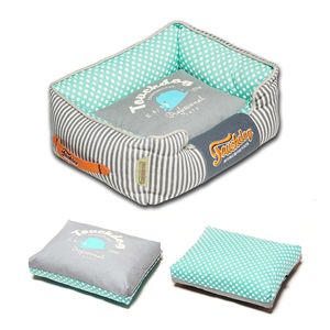 Polka Striped Polo <b>Easy</b>-Wash Rectangular Dog <b>Bed</b> Fashionable Pet <b>Bed</b> - Product Image 2