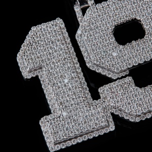 Collier pendentif numéro serti de micro-pavés de moissanite, bijou personnalisé, cadeau - Product Image 3
