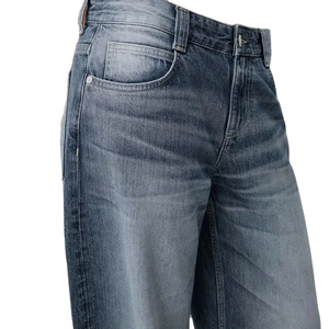 Jeans de Mezclilla de Cintura Alta y Pierna Ancha, Corte Holgado, Lavado a la Piedra, Pantalones Casuales de Algodón, Estilo Otoñal - Product Image 3