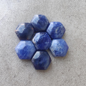 Cabochon en sodalite naturelle, pierre hexagonale, dos plat, pierre calibrée, fabrication de bijoux, disponible en toutes tailles - Product Image 5