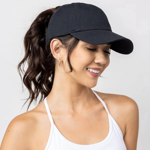 Gorro para mujer, cola de caballo alta, estilo vintage, lavado, parte superior suave, gorra de pico de pato, versátil, color liso, gorra de béisbol, primavera - Product Image 4