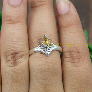 Bague en argent sterling 925 avec citrine taille poire, motif spirale fait main, bague statement, pierre précieuse jaune naturelle pour femme, épouse, elle - Product Image 2