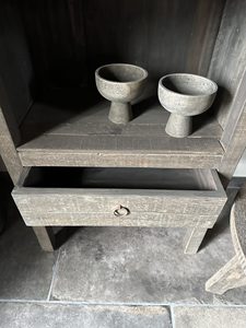 Rustic Solid Wood High Cabinet <b>with</b> <b>Drawer</b> and Open <b>Shelves</b> for Living Room Storage and Display - Product Image 3