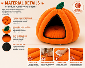 Maison pour animaux Pumpkin Pet House OEM ODM avec logo personnalisé, lit douillet et confortable pour chat et chien, fabricant direct - Product Image 4
