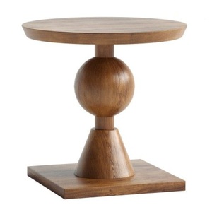 Mesa de Centro Redonda Rústica de Madera con Base Cónica, Mueble de Salón de Estilo Antiguo Hecho a Mano, Mesa Auxiliar Personalizada - Product Image 3