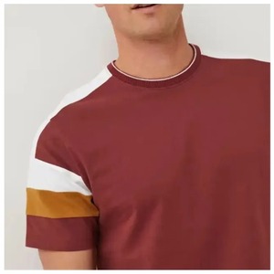 <b>Mens</b> Casual Crewneck Short Sleeve T Shirt Colorblock Stripe Sleeve Tee Top - Product Image 5