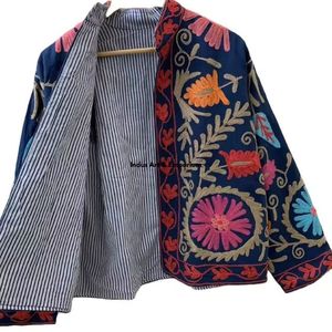 Indian Handmade Suzani Cotton <b>Jacket</b> Hand Embroidered <b>Short</b> <b>Jacket</b> Unisex Coat Handmade Suzani <b>Short</b> <b>Jacket</b> - Product Image 6