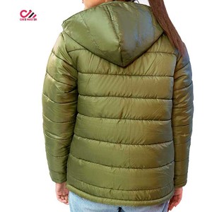 Chaqueta acolchada para mujer, abrigos con capucha, abrigos holgados de invierno para mujer, abrigos verdes de plumón, ropa exterior cálida para mujer, relleno de poliéster, longitud regular - Product Image 2