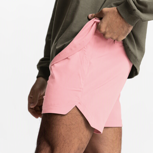 Shorts en velours côtelé rose pour homme, taille élastiquée avec cordon de serrage, poches, style décontracté, couleur unie, taille mi-haute, respirant - Product Image 2