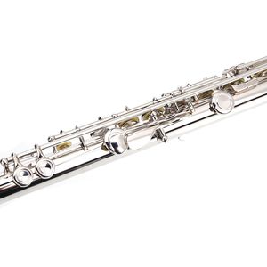 Flauto da Concerto in Ottone Nichelato con Fori Chiusi a C e Design a Fori Aperti con Chiave in Mi - Product Image 4