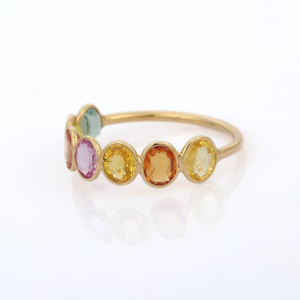 Platinum Multi Sapphire Half Eternity Wedding Band - Product Image 3