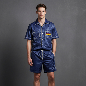 Ensemble short d'été sur mesure avec passepoil intégral et fermeture boutonnée, qualité supérieure, en nylon léger, pour homme - Product Image 1