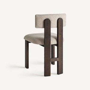 Silla de Comedor de Diseño Moderno con Respaldo Curvo, Tapicería Bouclé y Estructura de Madera Sólida para el Hogar - Product Image 4
