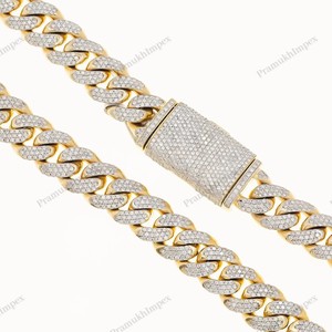 Cadena Cubana de 15 mm y 23 Pulgadas, Chapada en Oro sobre Plata de Ley 925, Cadena Extensible, Joyería de Lujo Estilo Hip Hop Miami para Hombre - Product Image 2