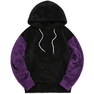 Sudadera con capucha extragrande de forro polar para hombre, con bloques de color, manga raglán, peso pesado, morado y negro, informal, para invierno - Product Image 3