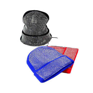 Trendy Low Price Crystal <b>Decor</b> Warm Knit Beanie Hat Luxury Glitter Stone Accent <b>Winter</b> Beanie Hat - Product Image 1