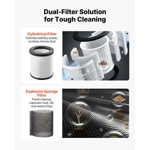 Aspiradora de taller portátil 3 en 1 de 11 galones, 4.5 HP de potencia máxima, para líquidos y sólidos, con doble filtro y soplador de 1350W de potencia de entrada - Product Image 5