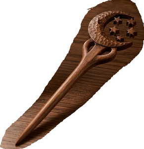 Épingle à cheveux en bois sculptée à la main, style vintage, accessoire décoratif pour cheveux, pour femmes et filles, artisanat de haute qualité, idéal pour les fêtes - Product Image 5