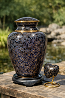 Urne funéraire personnalisée en laiton cloisonné de style américain, motif floral, durable, pour cendres humaines, souvenir en forme de cœur, 200/220 pouces cubes, Uzair