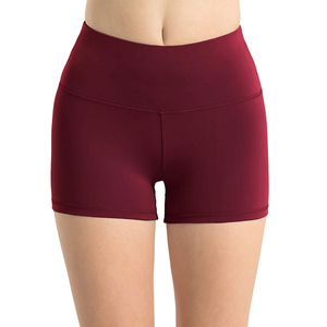 Shorts Deportivos de Yoga para Mujer, Cintura Media, Estilo Vintage, Color Sólido, Transpirables, Tejidos en Spandex y Poliéster, Cintura Elástica, Corte Regular - Product Image 1