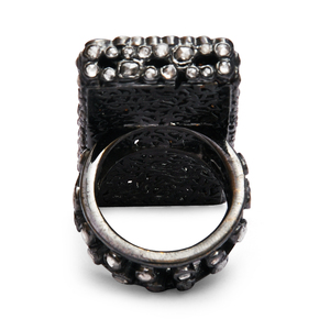Bague de cocktail rectangulaire REYES en argent sterling 925 de style antique avec diamant naturel taille rose pour femme, bijoux victoriens en gros - Product Image 3