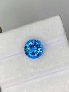 พลอยบลูโทแพซธรรมชาติจากสวิสเซอร์แลนด์ รูปทรงกลมเจียระไนแบบเหลี่ยม ขนาด 5 มม. ถึง 10 มม. สำหรับทำเครื่องประดับ - Product Image 3