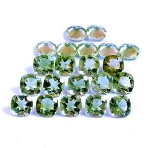 6X6MM Natural Green Amethyst Square <b>Cushion</b> Cut Faceted Calibrated Loose Gemstone Jewelry Making Wholesale Lot - Product Image 1