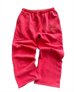 Pantalones Deportivos de Lona Roja para Hombre Sun Valley, 100% Algodón, Cintura Elástica con Cordón, Bordados, Casuales, para Otoño, Venta al Por Mayor - Product Image 1