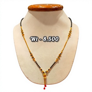 Collar Mangalsutra de Oro Sólido de 22K, Cadena Tradicional con Cuentas Negras, Joyería India Elegante para Mujer, Uso Diario, Regalo, 8.5g de Oro - Product Image 1