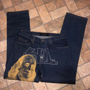 Jeans en denim délavé coupe ample avec broderie hip-hop, design personnalisé, pour hommes et jeunes hommes, en coton stretch, vente flash - Product Image 6