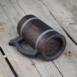 Eco-Friendly Polished Wooden Viking <b>Mug</b> with Hand Carved Engraving and Animal Design-Valentine's Day & Halloween Gift - Product Image 3