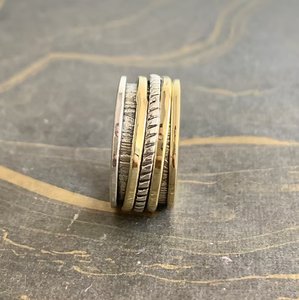 Anillo Personalizado de Dos Tonos en Plata de Ley 925, Anillo de Meditación Giratorio Ancho de Primera Calidad para Uso Diario, Venta al Por Mayor - Product Image 3