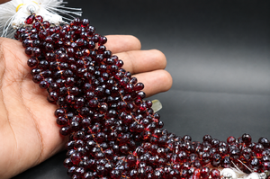 Natural Garnet Faceted Drop Beads 4-5MM, 8 Inch Strand For Jewelry Making - Product Image 1