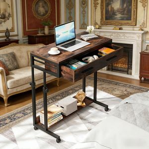 โต๊ะคอมพิวเตอร์แบบพกพาปรับระดับความสูงได้พร้อมลิ้นชักโต๊ะข้างเคลื่อนที่ได้ - Product Image 2