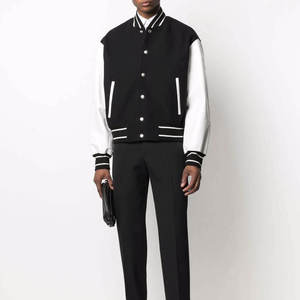 Dernières tendances en matière de vestes varsity pour hommes, col montant en laine personnalisé, logo sur le devant, couleurs personnalisées - Product Image 4
