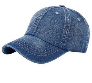 Casquette de baseball en denim 6 panneaux réglable unisexe couleur unie décontractée pour adultes, à porter en toutes saisons - Product Image 1